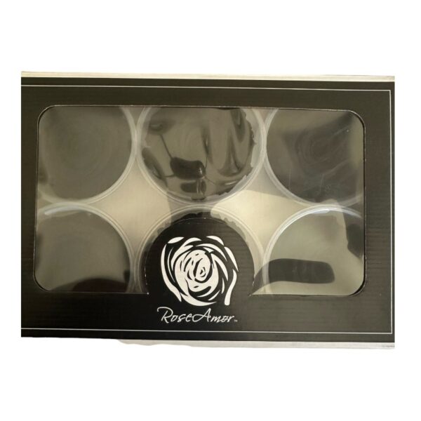 Preserved, box of 6 roses, LL+, black 01 - Image 3