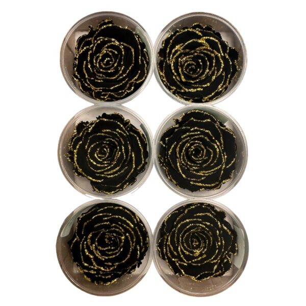 Preserved glitter roses black/gold - Image 3