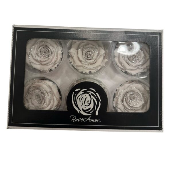 Preserved roses glitter silver/white - Image 3